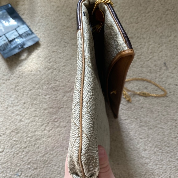 Rare Vintage Authentic Dior foldover honeycomb canvas and leather crossbody bag - Picture 6 of 15